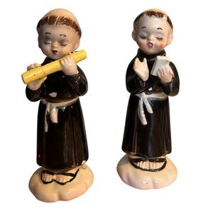 Charming Ceramic Monk Figurines - 1950’s Vintage
